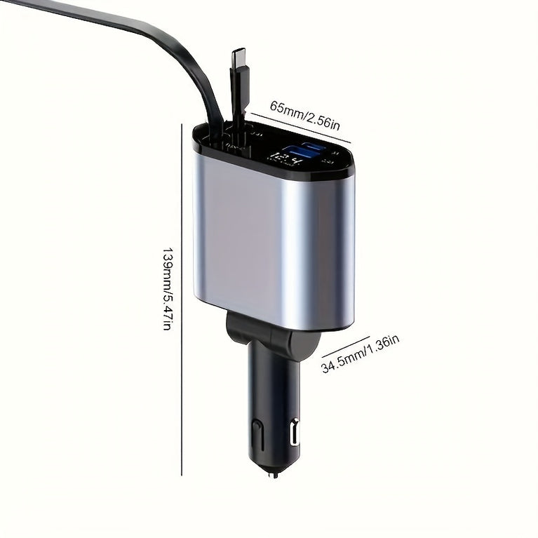 4-in-1 Retractable Car Charger