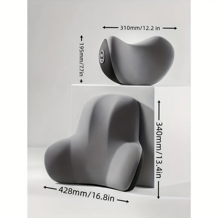 Memory Foam Headrest & Lumbar Support Set